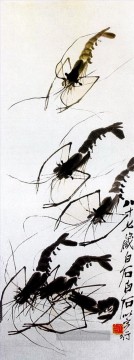 齐白石 Qi Baishi Werke - Qi Baishi Garnelen 5 alte China Tinte